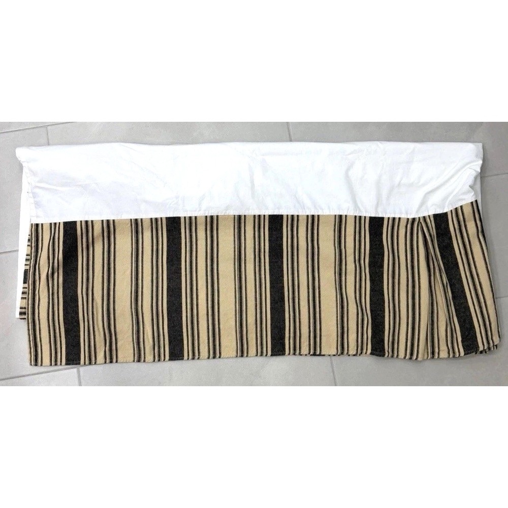 American Living Full Bed Skirt Ralph Lauren Black Tan Stripe Cottage Stained